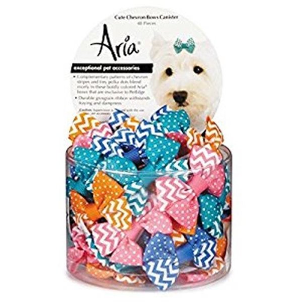 Petedge Aria Cute Chevron Dog Bow Canister; 48 Piece DT9390 48